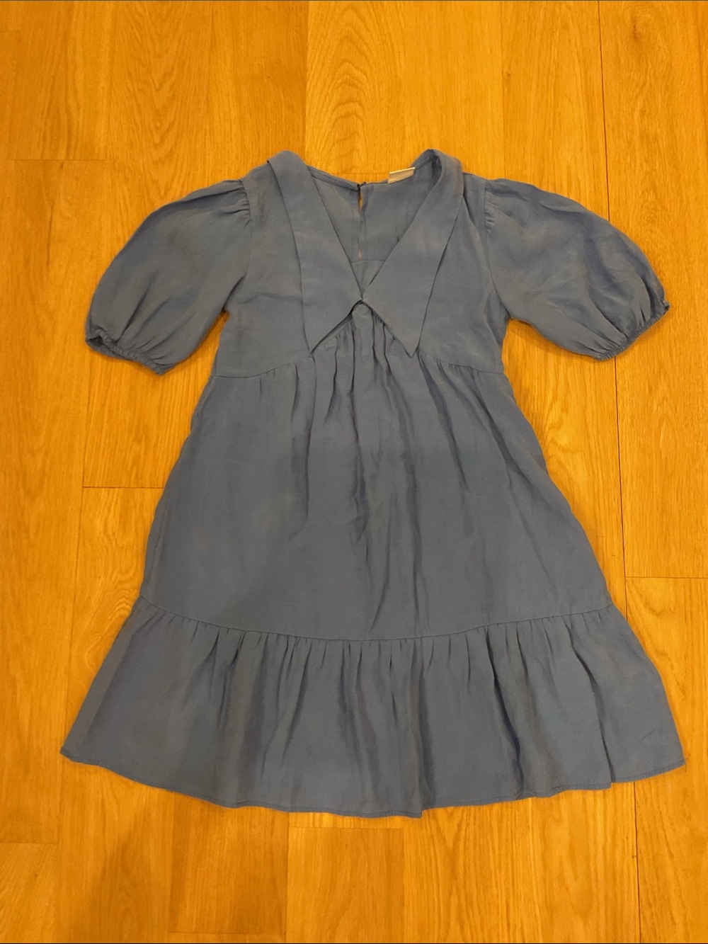 Zara Dusty Blue Puff-Sleeve Dress